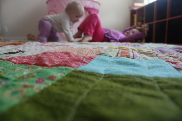 sisters on quilt